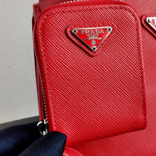 Prada original saffiano leather galleria micro bag 1BA296 red