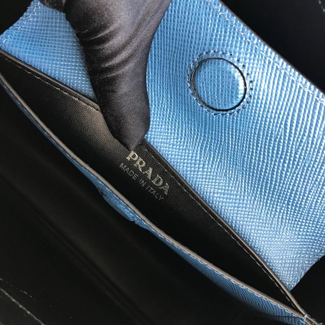 Prada original saffiano leather medium double bag BN2838 blue