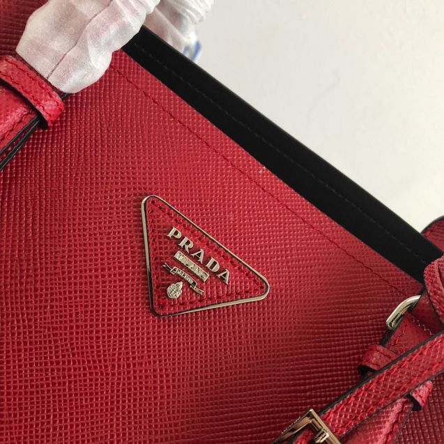 Prada original saffiano leather medium double bag BN2838 red