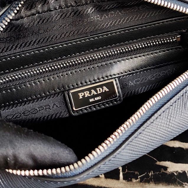 Prada original saffiano leather shoulder bag 2VD038 dark blue