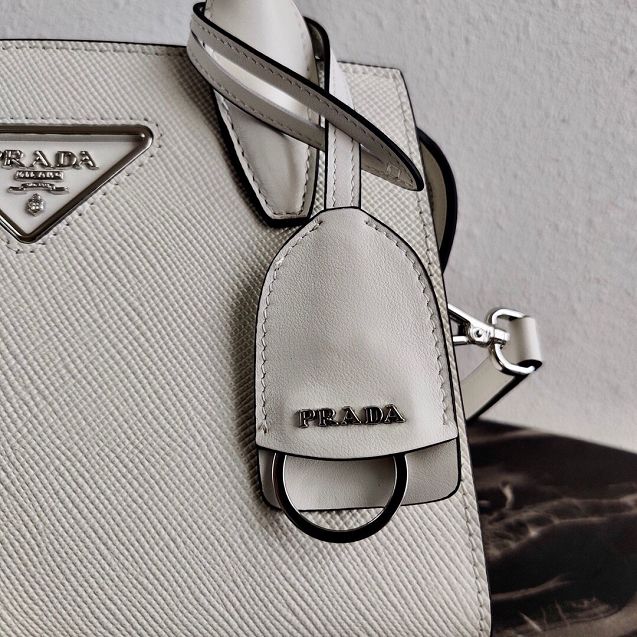 Prada original saffiano leather small monochrome bag 1BA269 white