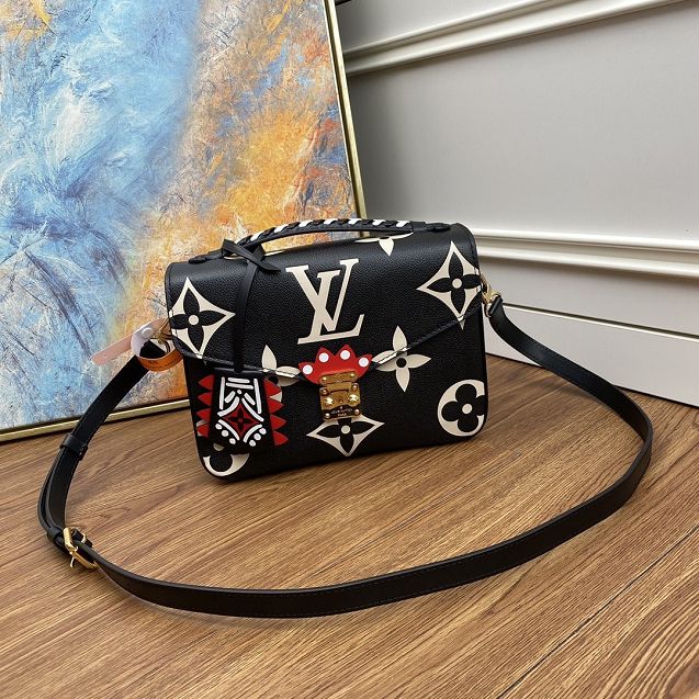 Louis vuitton original monogram giant calfskin pochette metis m45385 black