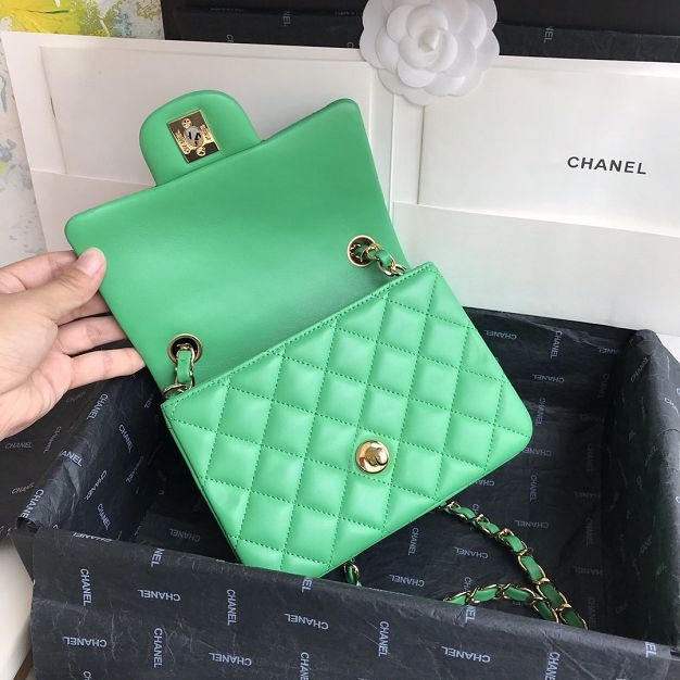 CC original lambskin super mini flap bag A35200 green