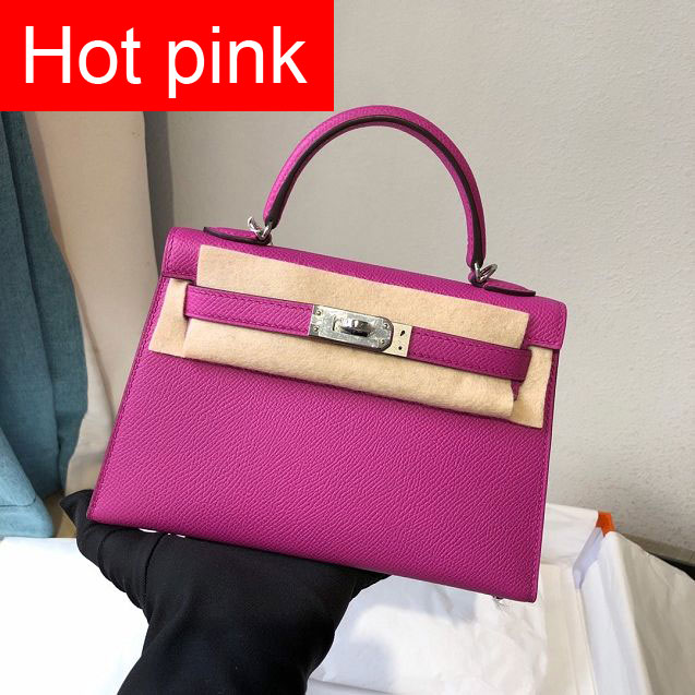 Hermes handmade original epsom leather mini kelly 19 bag H0190 hot pink