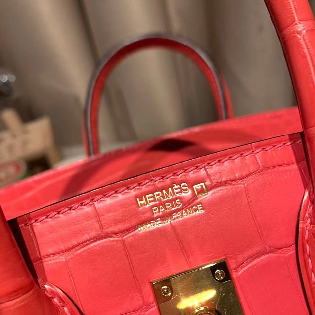 Top hermes genuine 100% crocodile leather handmade birkin 35 bag K350 red