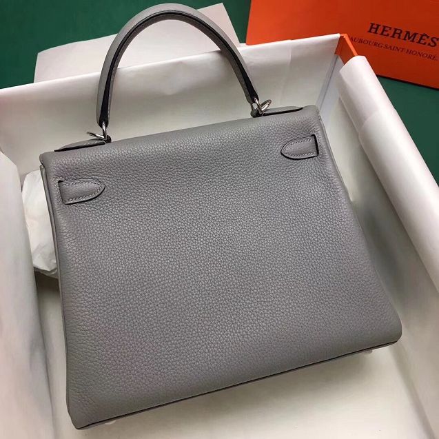 Hermes original togo leather kelly 28 bag K28-1 gris mouette