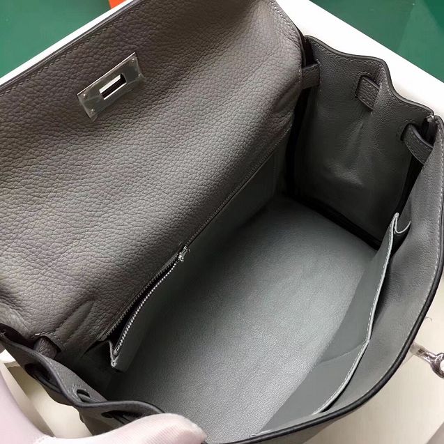 Hermes original togo leather kelly 25 bag K25 gris mouette