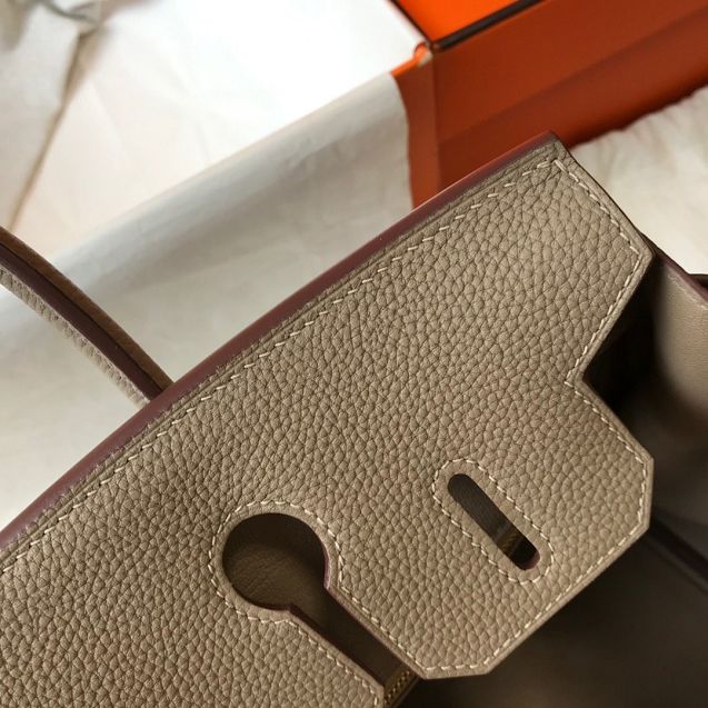 Hermes original togo leather birkin 25 bag H25-1 grey