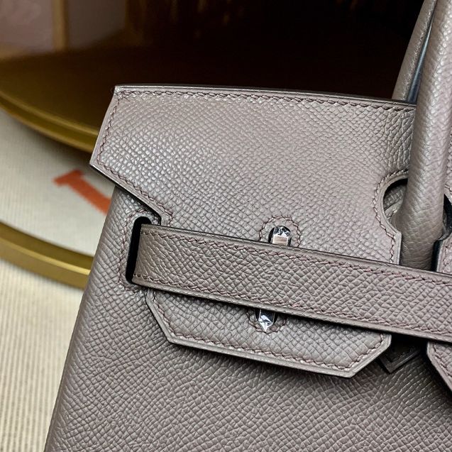 Hermes original epsom leather birkin 25 bag H25-3 gris etain