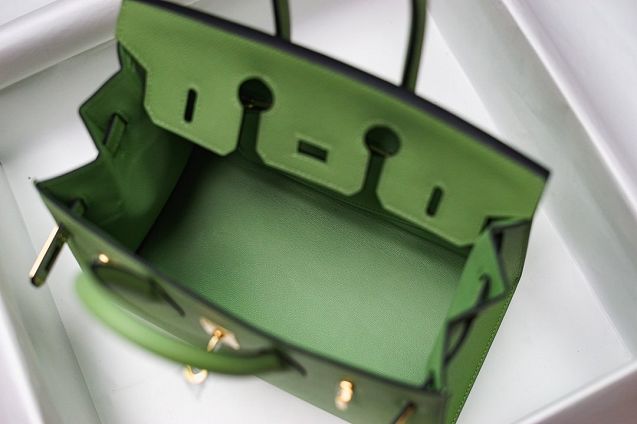 Hermes original epsom leather birkin 25 bag H25-3 vert criquet
