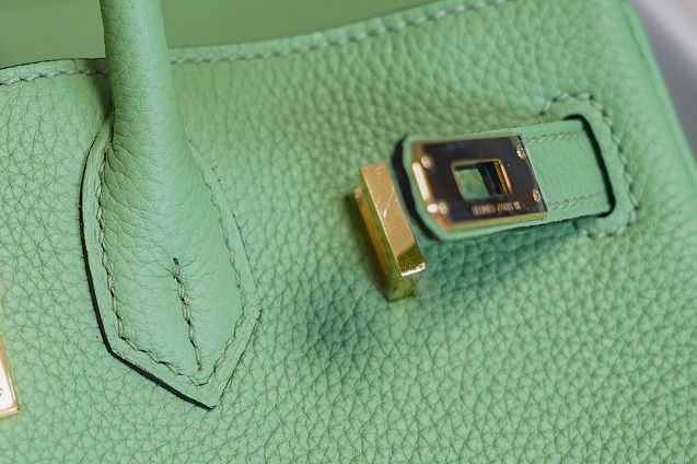 Hermes original togo leather birkin 25 bag H25-1 vert criquet