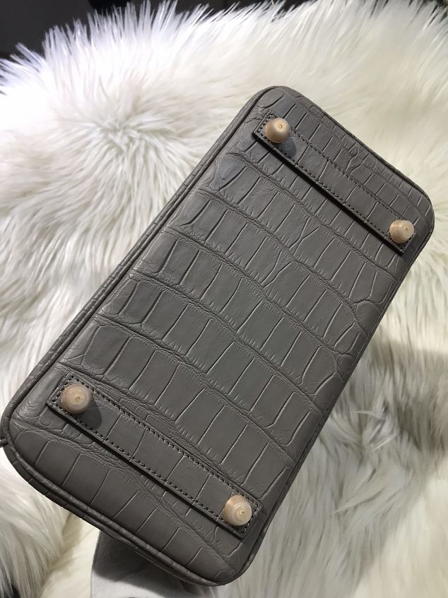 Top hermes genuine 100% crocodile leather handmade birkin 35 bag K350-2 grey