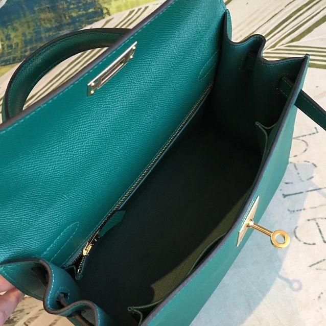 Hermes original epsom leather kelly 32 bag K32-1 emerald green