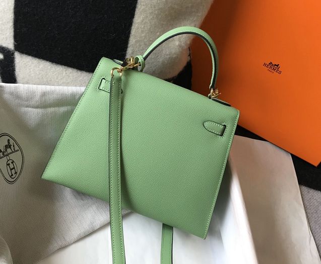 Hermes original epsom leather kelly 25 bag K25-1 vert criquet