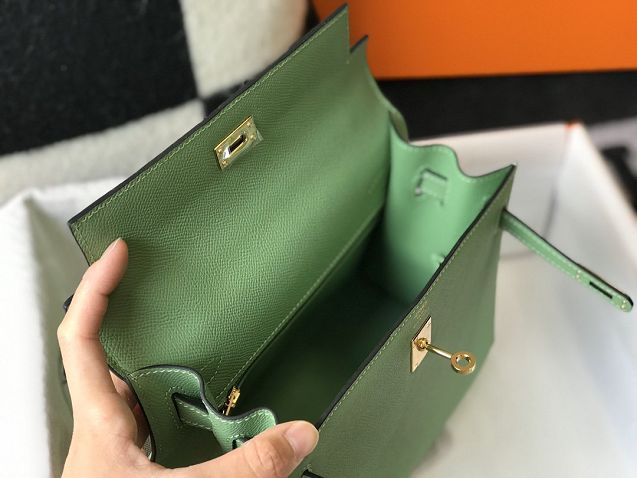 Hermes original epsom leather kelly 25 bag K25-1 vert criquet