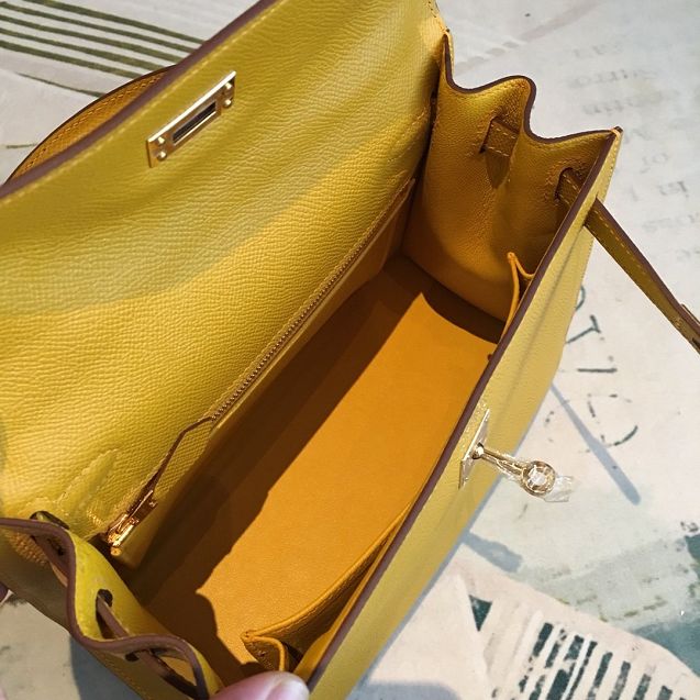 Hermes original epsom leather kelly 25 bag K25-1 yellow