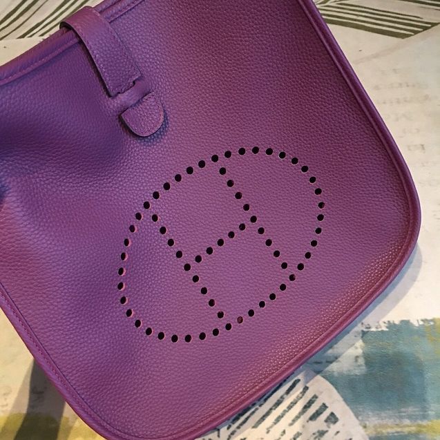Hermes original togo leather evelyne pm shoulder bag E28 purple