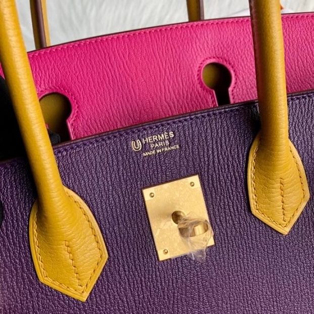 Top hermes 100% totally handmade original togo leather birkin 35 bag H350 purple&pink