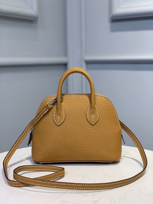 Hermes original togo leather mini bolide bag H018 brown