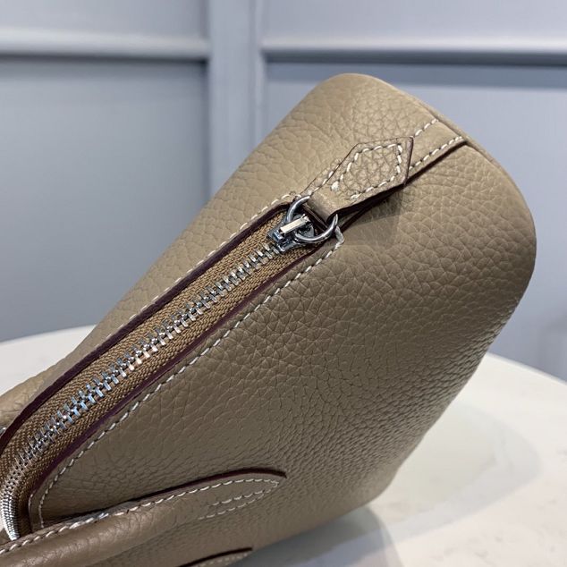 Hermes original togo leather mini bolide bag H018 light grey