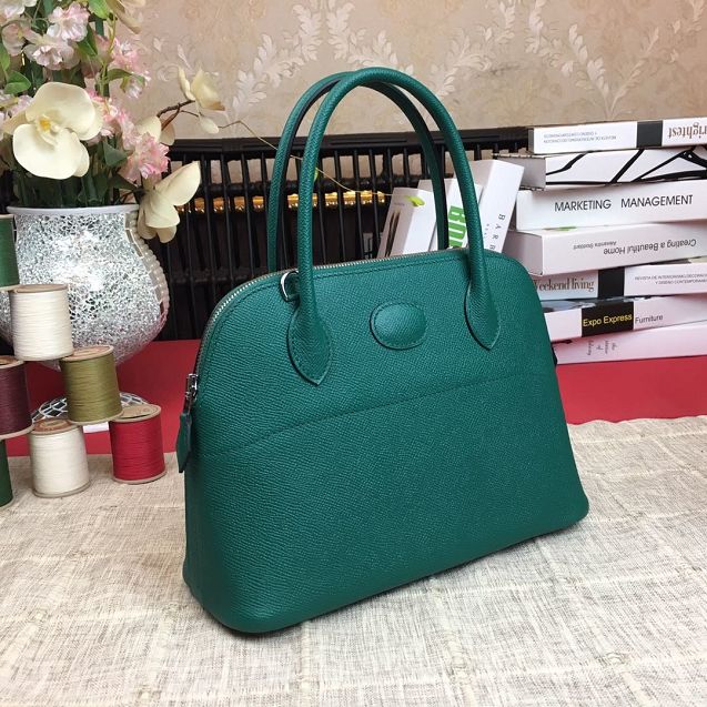 Hermes original epsom leather medium bolide 31 bag B031 emerald green