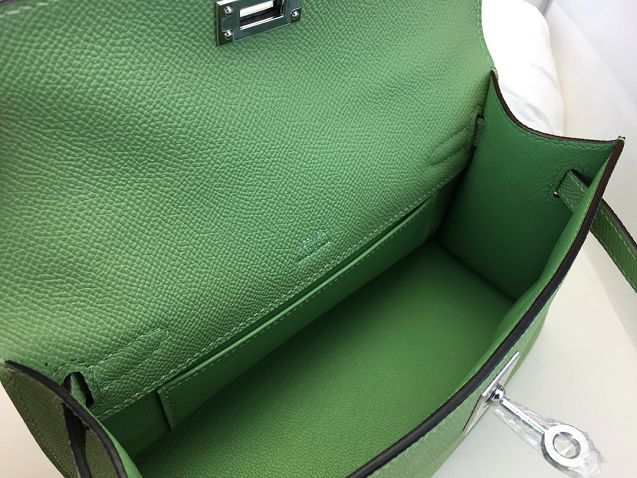 Hermes original epsom leather mini kelly 22 clutch K012 vert criquet