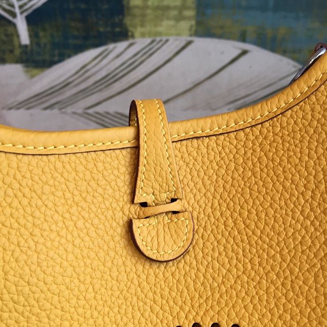 Hermes original togo leather mini evelyne tpm 17 shoulder bag E17 amber 