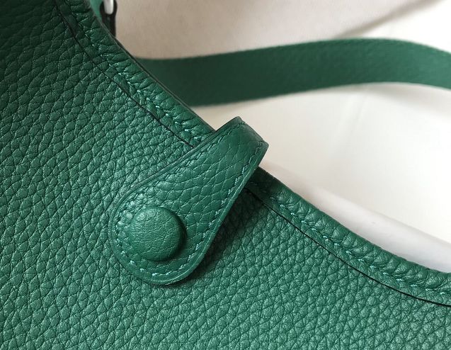 Hermes original togo leather mini evelyne tpm 17 shoulder bag E17 emerald green
