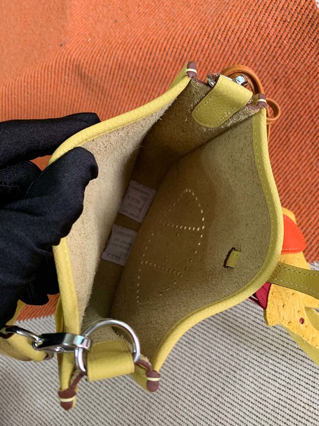 Hermes original togo leather mini evelyne tpm 17 shoulder bag E17 jaune poussin