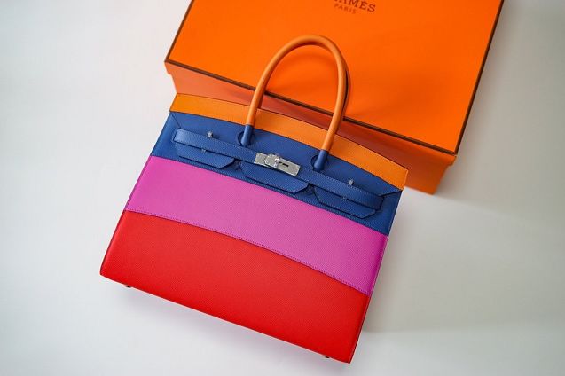 Hermes handmade original epsom leather birkin bag BK00035-3 multicolor