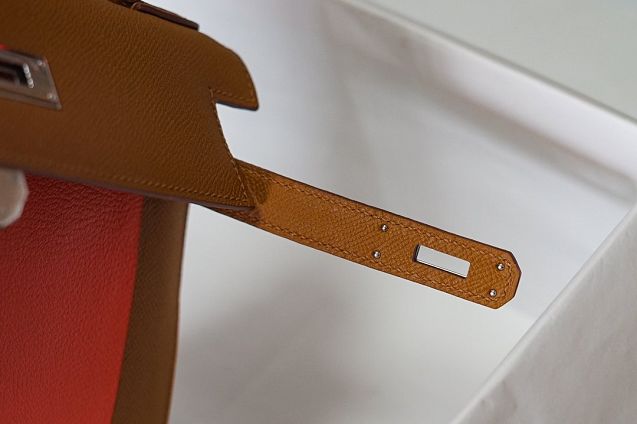 Hermes handmade original epsom leather kelly bag K00036 brown&bordeaux&pink