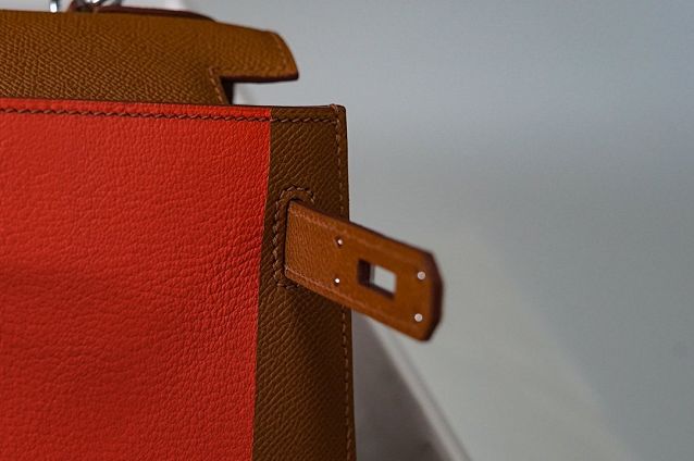 Hermes handmade original epsom leather kelly bag K00036 brown&bordeaux&pink
