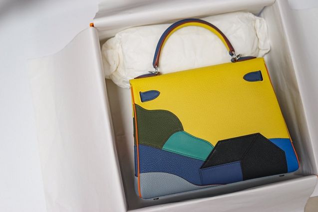 Hermes handmade original togo leather kelly bag K00036 yellow