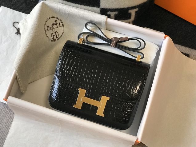 Hermes original crocodile veins calfskin constance bag C230