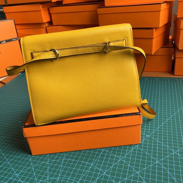 Hermes original evercolor leather kelly danse bag KD022 amber