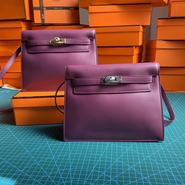 Hermes original evercolor leather kelly danse bag KD022 anemone purple