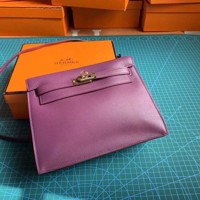 Hermes original evercolor leather kelly danse bag KD022 anemone purple