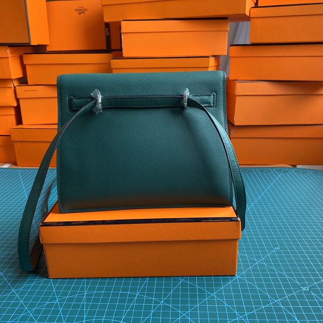 Hermes original evercolor leather kelly danse bag KD022 blackish green