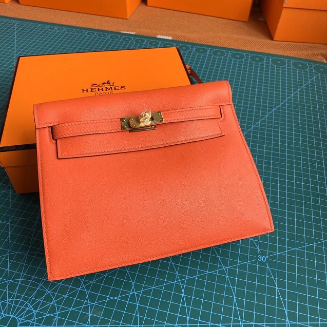 Hermes original evercolor leather kelly danse bag KD022 hot orange