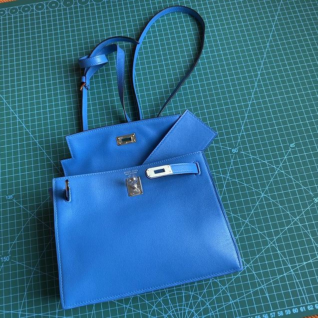 Hermes original evercolor leather kelly danse bag KD022 hydra blue
