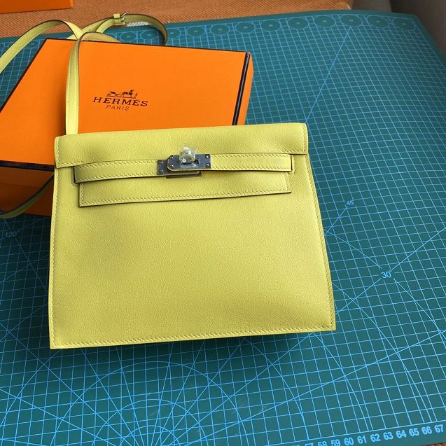 Hermes original evercolor leather kelly danse bag KD022 lemon yellow