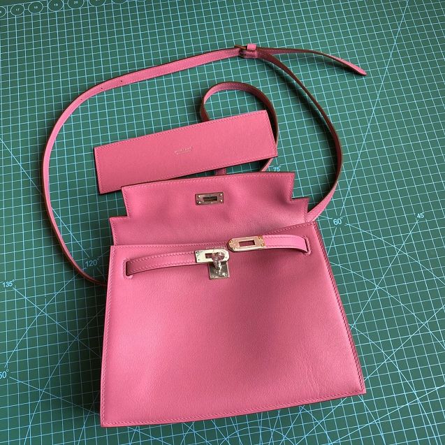 Hermes original evercolor leather kelly danse bag KD022  rose purple 