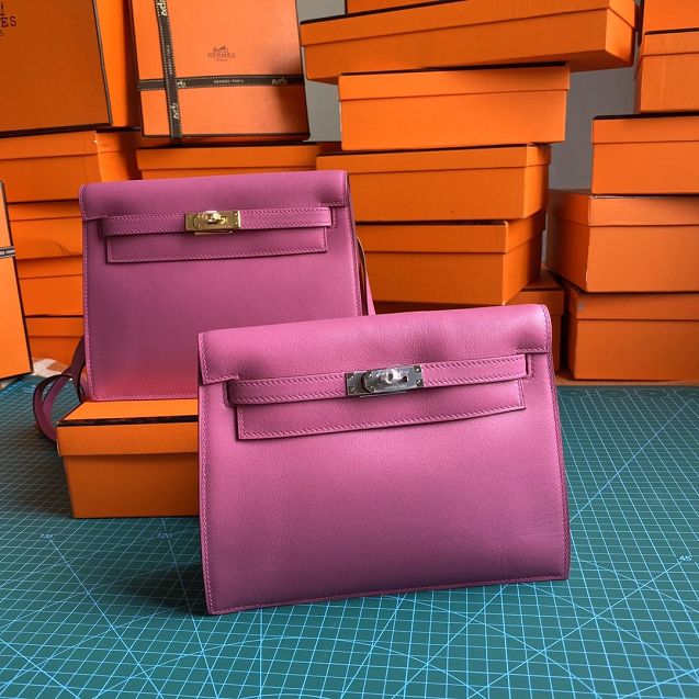Hermes original evercolor leather kelly danse bag KD022  rose purple 