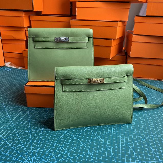 Hermes original evercolor leather kelly danse bag KD022 vert criquet