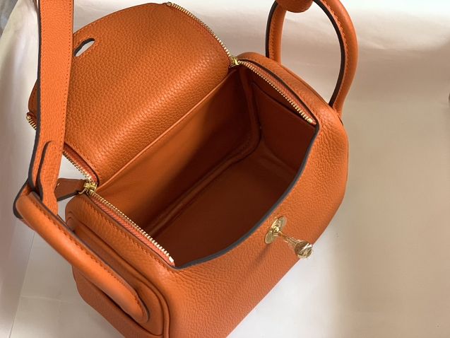 Hermes original togo leather mini lindy 19 bag H019 orange