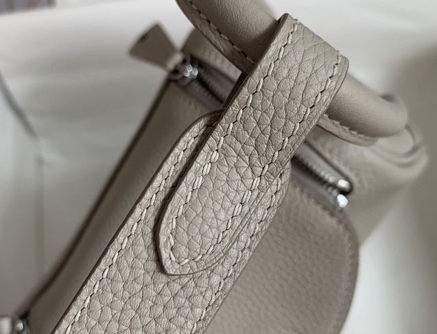 Hermes original togo leather mini lindy 19 bag H019 pearlash