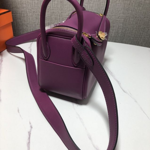Hermes original togo leather mini lindy 19 bag H019 purple