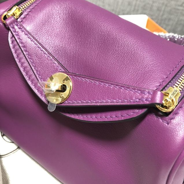 Hermes original togo leather mini lindy 19 bag H019 purple