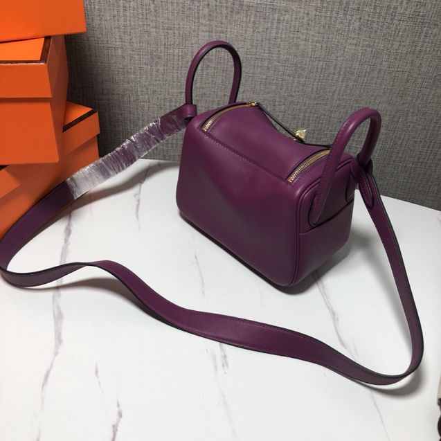 Hermes original togo leather mini lindy 19 bag H019 purple