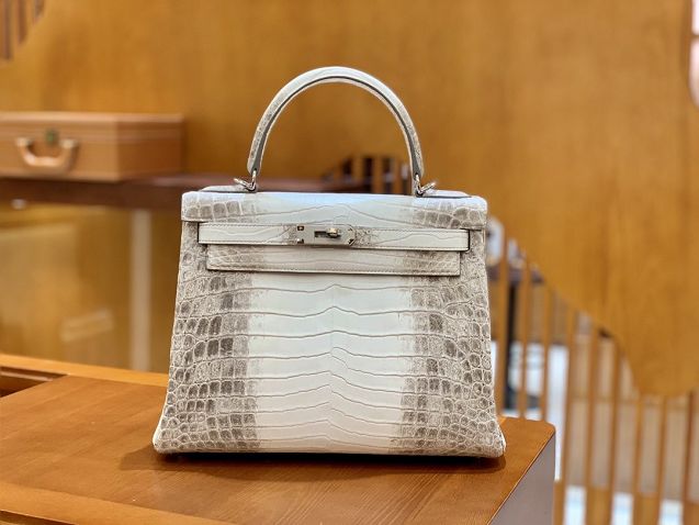 Top hermes handmade genuine 100% crocodile leather Kelly bag K320-5 white